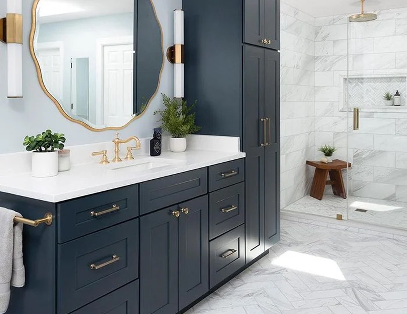 Professional vanity and sink installation in a modern bathroom